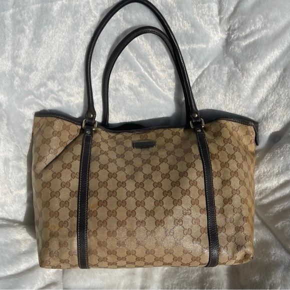 Gucci Beige and Brown Signature Tote - Picture 1 of 10